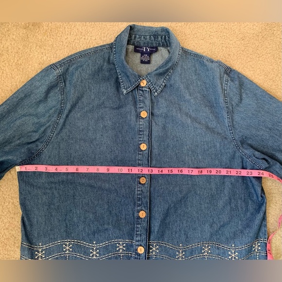 Original TY Wear Jean Shacket Jacket Shirt-Size 20W-Embroidered Floral Design - Picture 8 of 14